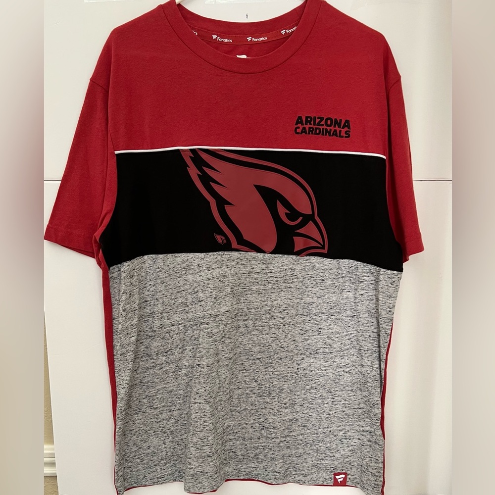 Fanatics NFL Arizona Cardinals Red, Black And Gray Mens Shirt Size Large.